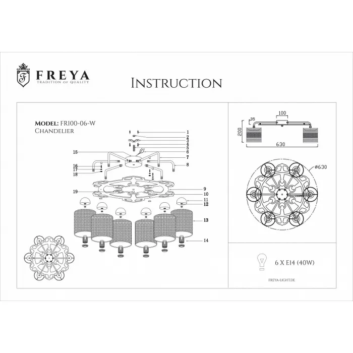 Потолочная люстра Freya Timone FR5100-CL-06-WG от ImperiumLoft