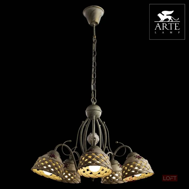 Подвесная люстра Arte Lamp Wicker A6616LM-5WG от ImperiumLoft