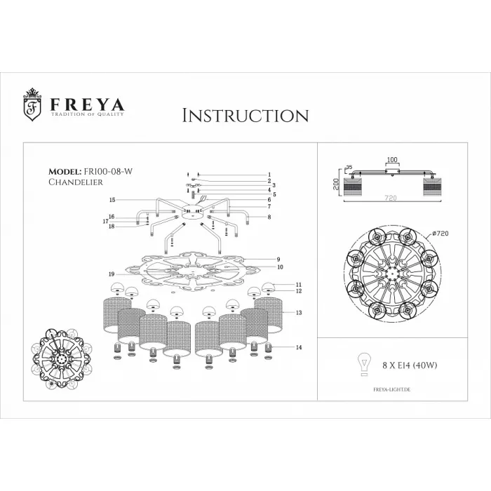 Потолочная люстра Freya Timone FR5100-CL-08-WG от ImperiumLoft
