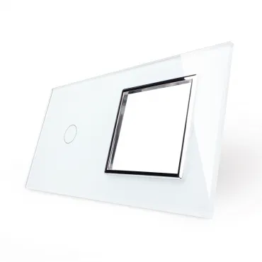 Белая рамка для одноклавишного сенсорного выключателя с розеткой