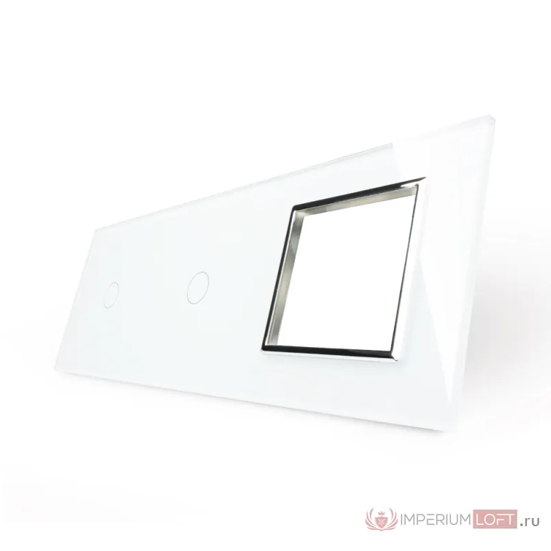 Белая рамка для двух одноклавишных сенсорных выключателей с розеткой от ImperiumLoft