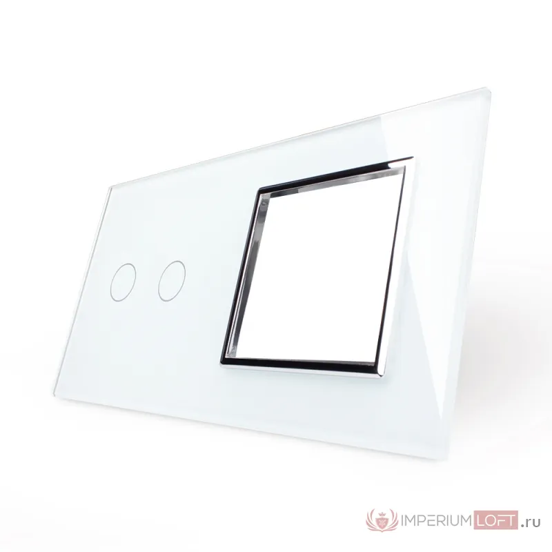 Белая рамка для двухклавишного сенсорного выключателя с розеткой от ImperiumLoft
