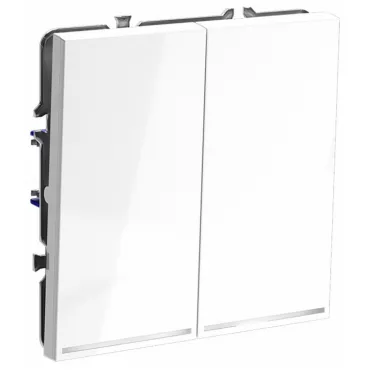 Выключатель проходной двухклавишный с подсветкой без рамки Voltum S70 VLS020401