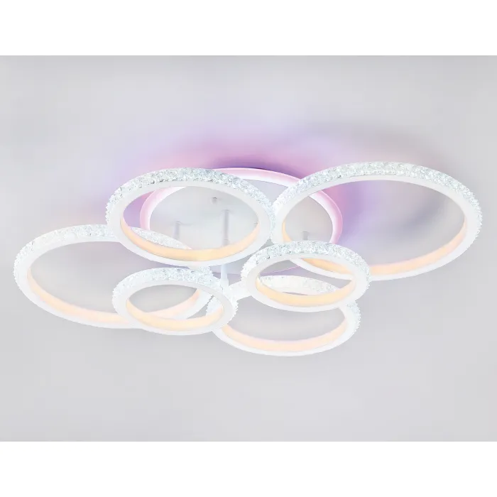 Светильник потолочный светодиодный с RGB подсветкой и пультом FA9528/2+2+2 WH белый 160W 6400K/3000K+RGB 720*540*140 (ПДУ РАДИО 2.4G) от NovaLamp
