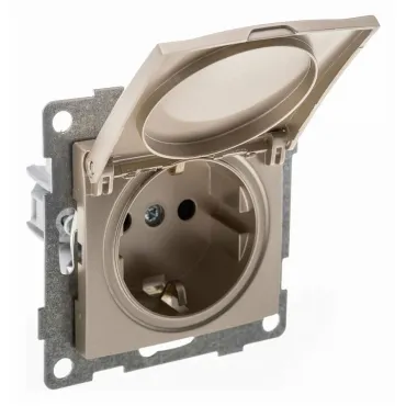 Розетка с заземлением и со шторкой без рамки с крышкой Gusi Electric UGRA С11Р91-027