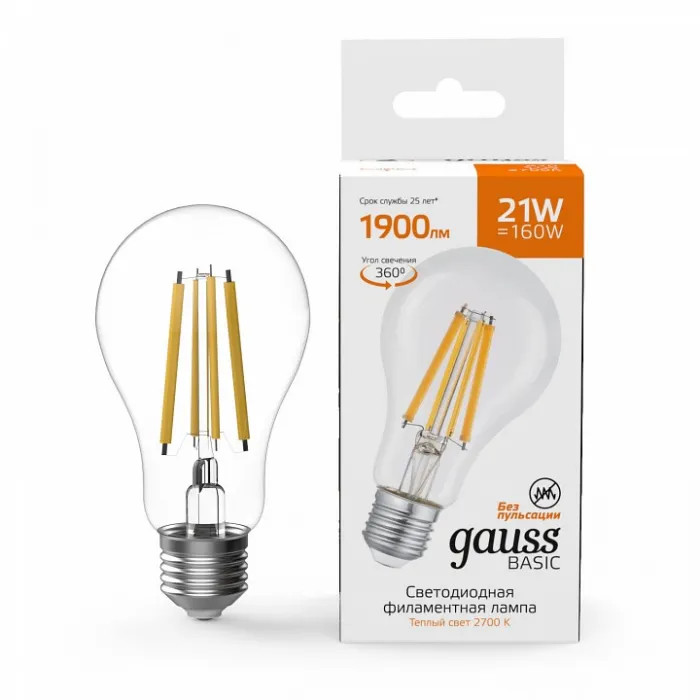 Лампа светодиодная Gauss E27 21Вт 2700K 40712112 от ImperiumLoft