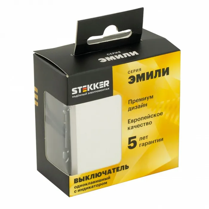 Выключатель одноклавишный с подсветкой без рамки Stekker RSW10-5101-01 49863 от ImperiumLoft