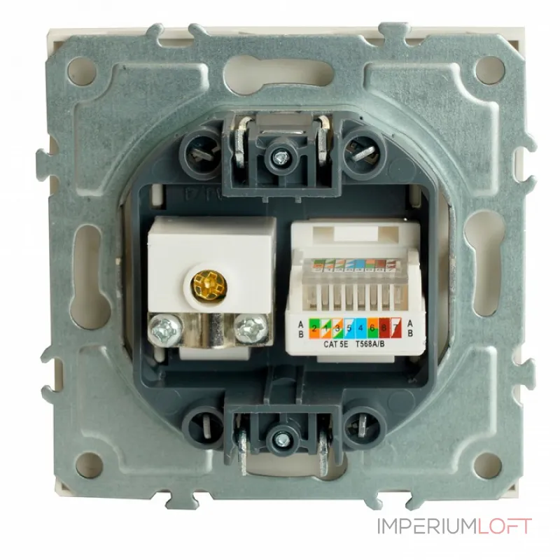 ТВ-розетка и розетка Ethernet RJ-45 без рамки Stekker RST00-5106-01 49872 ТВ-розетка и розетка Ethernet RJ-45 без рамки Stekker RST00-5106-01 49872