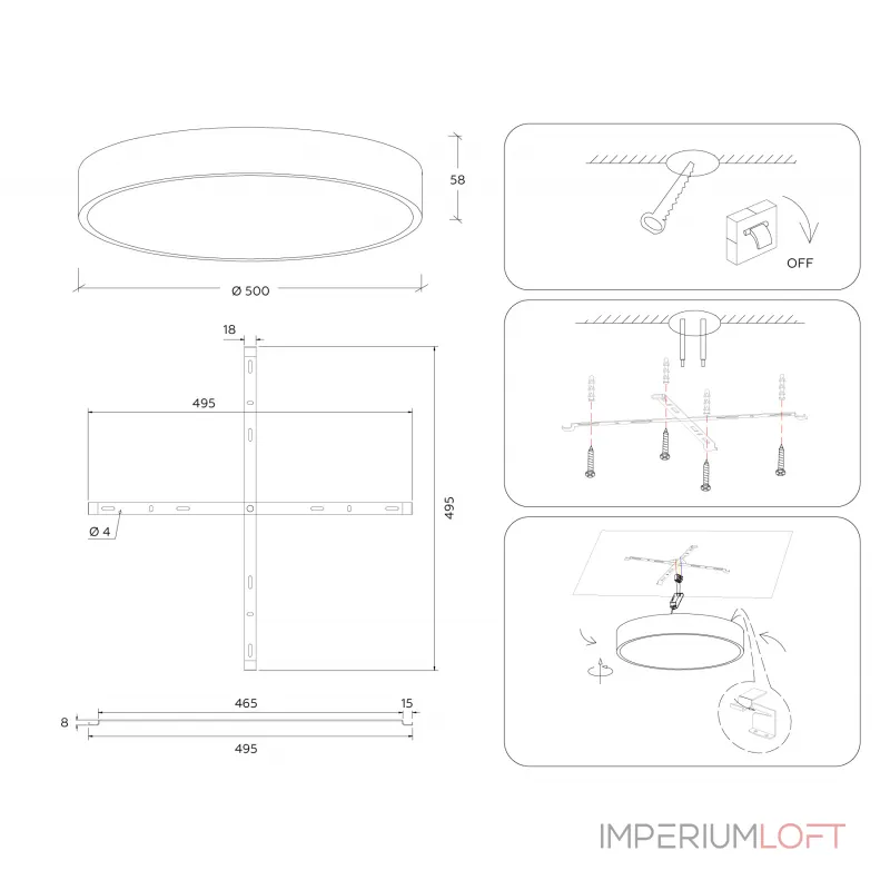 Светильник светодиодный потолочный FV5531 WH белый LED 60W 3000K D500*58 (Без ПДУ) от NovaLamp Светильник светодиодный потолочный FV5531 WH белый LED 60W 3000K D500*58 (Без ПДУ) от NovaLamp