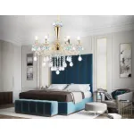Подвесная люстра с хрусталем TR4923/6 GD/WH/BL золото/белый/голубой E14*6 max 40W D600*620 от NovaLamp