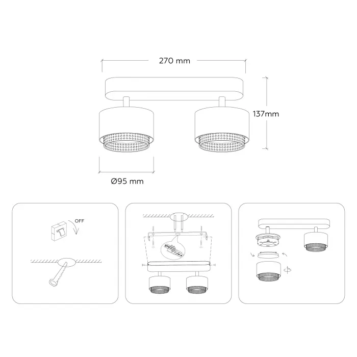 Светильник накладной TN71288/2 BK/GD черный/золото GX53/2 max 12W 270*95*137 от NovaLamp