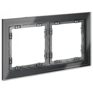 Рамка стеклянная S70 на 2 поста (графит стекло) Voltum VLS110207