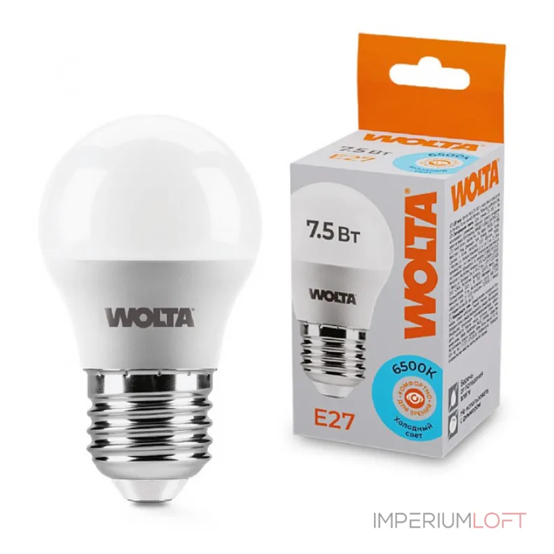 Лампа светодиодная Wolta E27 7.5Вт 6500K 25W45GL7.5E27 Лампа светодиодная Wolta E27 7.5Вт 6500K 25W45GL7.5E27