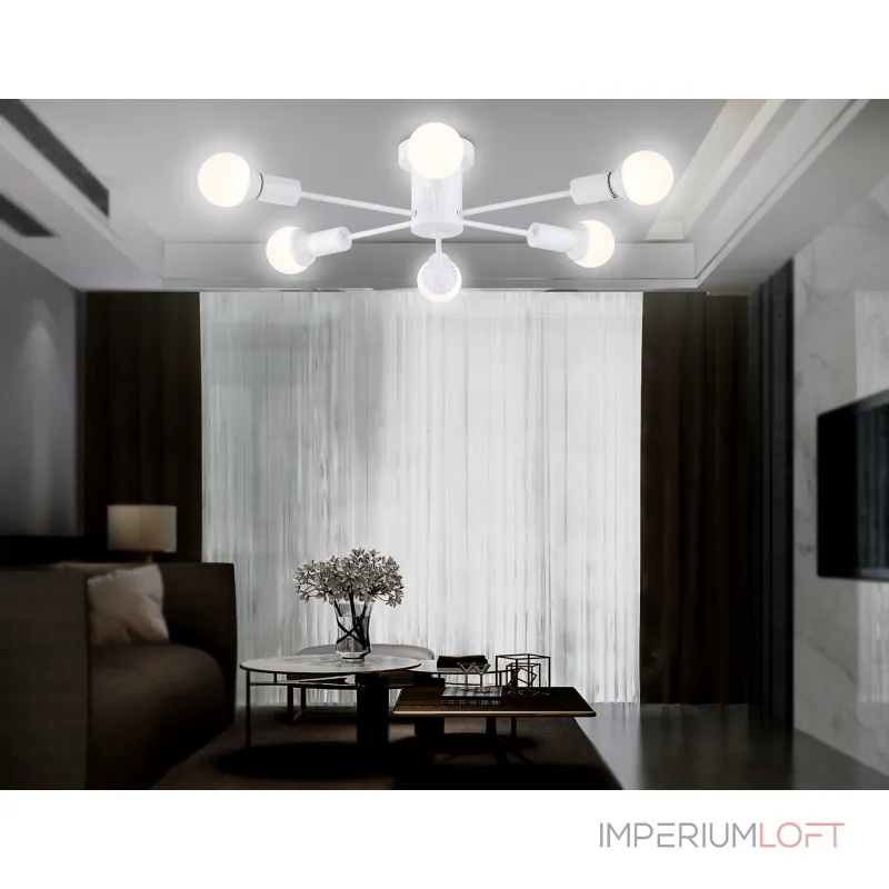 Потолочный светильник в стиле лофт TR80401/6 WH белый E27/6 max 60W D780*150 от NovaLamp