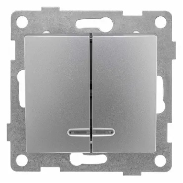 Выключатель двухклавишный с подсветкой без рамки Gusi Electric BRAVO С10В28-004