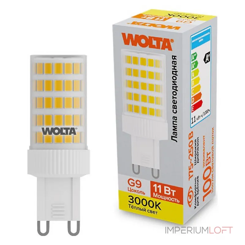 Лампа светодиодная Wolta G9 11Вт 3000K WSTD-JCD-11W3KG9-C Лампа светодиодная Wolta G9 11Вт 3000K WSTD-JCD-11W3KG9-C