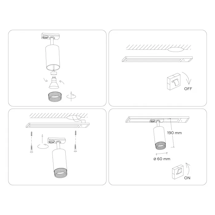 Светильник трековый GL5161 WH/BK белый/черный GU10 max 12W D60*190 от NovaLamp