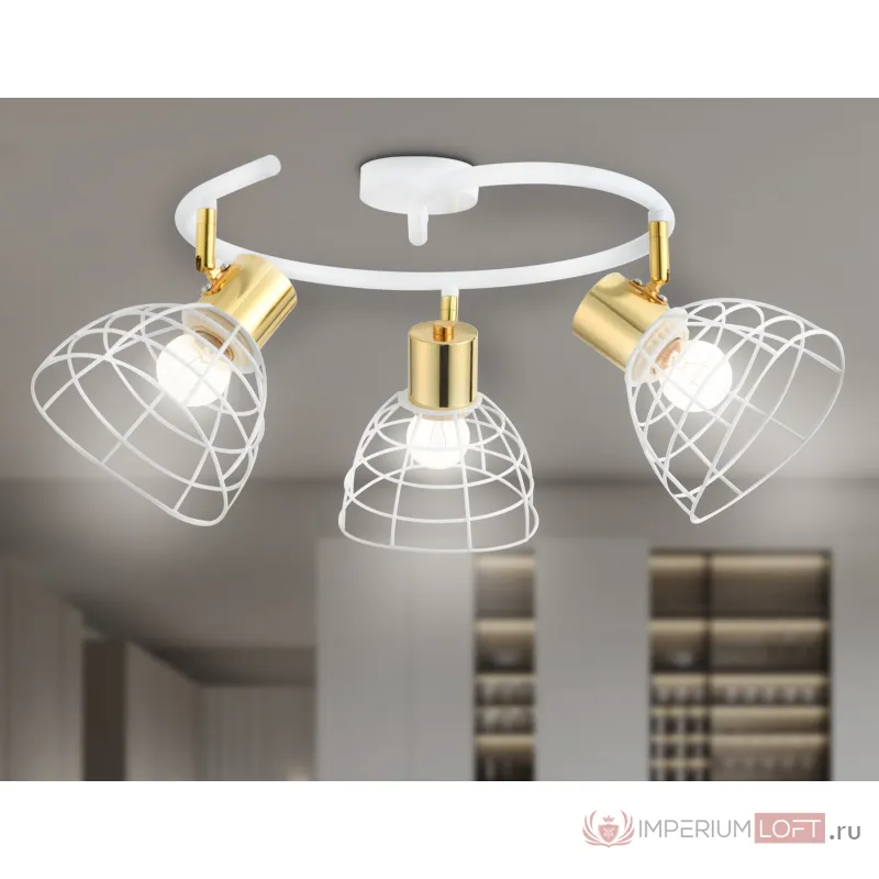 Настенно-потолочный спот в стиле лофт TR8605/3 WH/GD белый/золото E27*3 max 40W D325*230 от NovaLamp