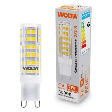 Лампа светодиодная Wolta G9 7Вт 4000K WSTD-JCD-7W4KG9-C
