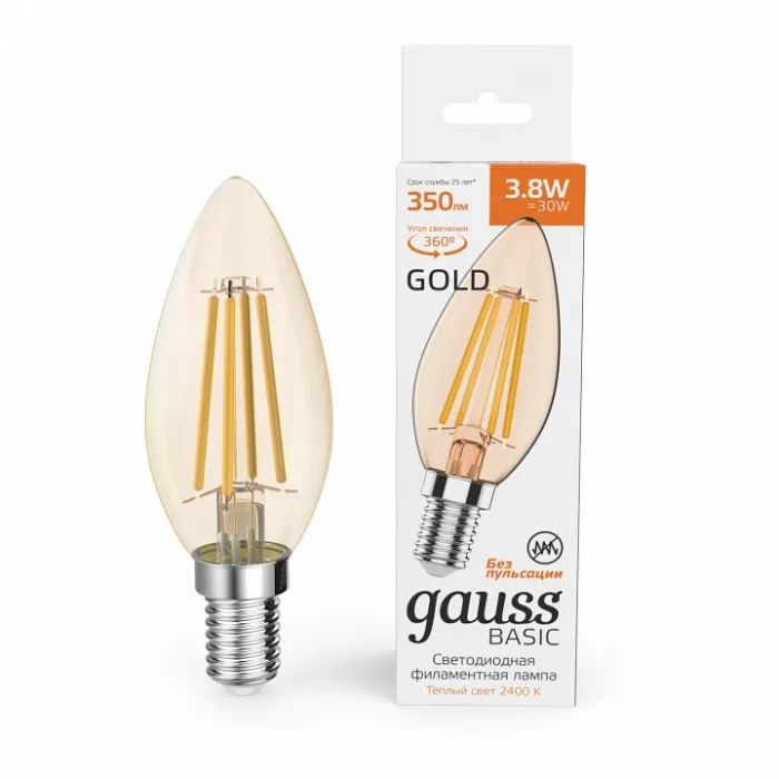 Лампа светодиодная Gauss E14 3.8Вт 2400K 1037154 от ImperiumLoft