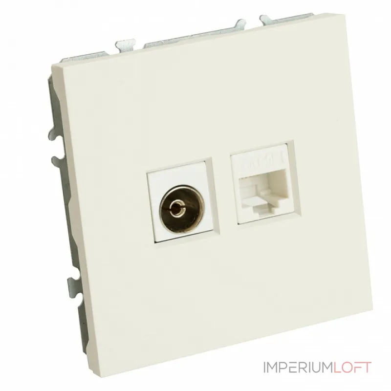 ТВ-розетка и розетка Ethernet RJ-45 без рамки Stekker RST00-5106-01 49872 ТВ-розетка и розетка Ethernet RJ-45 без рамки Stekker RST00-5106-01 49872