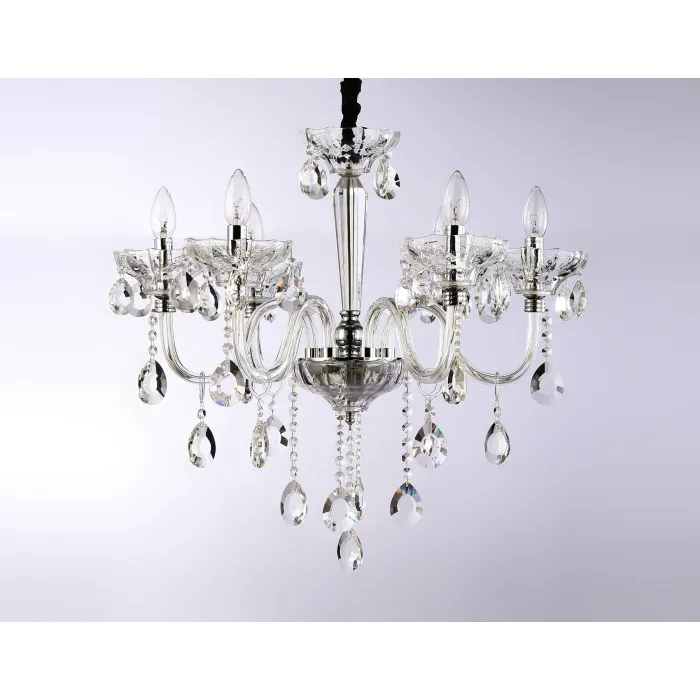 Подвесная люстра с хрусталем TR4900/6 CH/CL хром/прозрачный E14/6 max 40W D663*598 от NovaLamp