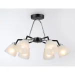 Светильник подвесной TR303294/6 BK/CH/FR черный/хром/белый матовый E27*6 max 60W D590*380 от NovaLamp