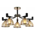 Подвесная люстра TR9099/5 BK/GD/TI черный/золото/янтарь E27*5 max 40W D600*316 от NovaLamp