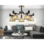 Подвесная люстра TR9099/5 BK/GD/TI черный/золото/янтарь E27*5 max 40W D600*316 от NovaLamp