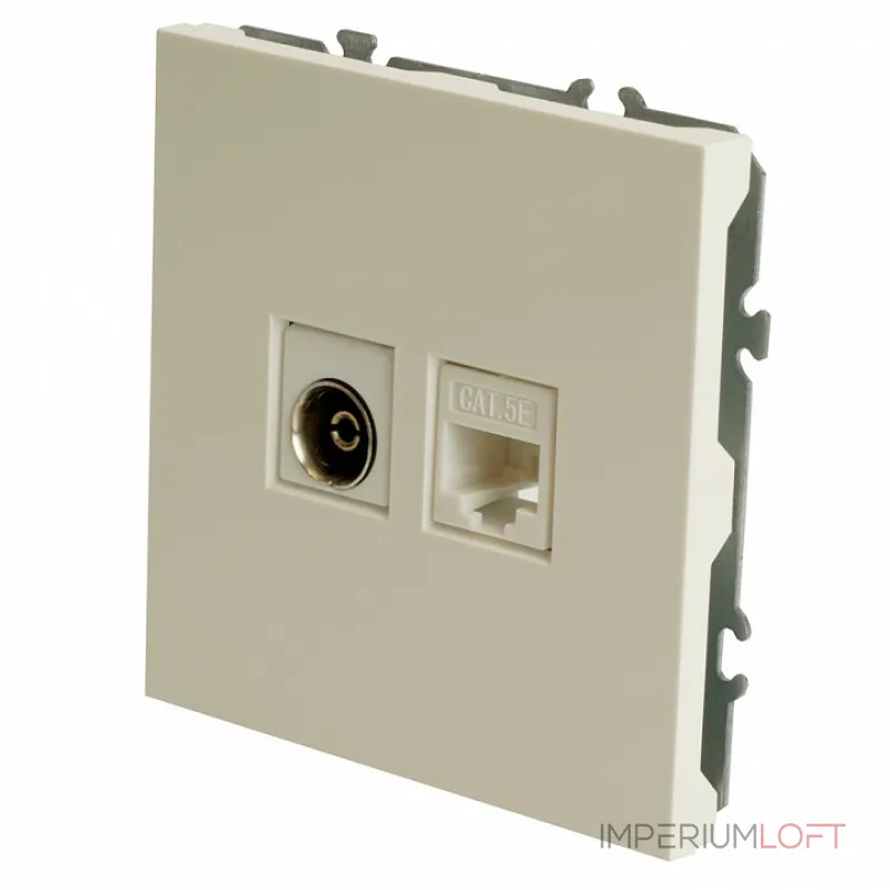 ТВ-розетка и розетка Ethernet RJ-45 без рамки Stekker RST00-5106-01 49872 ТВ-розетка и розетка Ethernet RJ-45 без рамки Stekker RST00-5106-01 49872