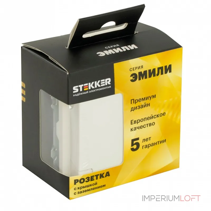 Розетка без заземления и со шторкой без рамки с крышкой Stekker RST16-5112-01 49881 от ImperiumLoft