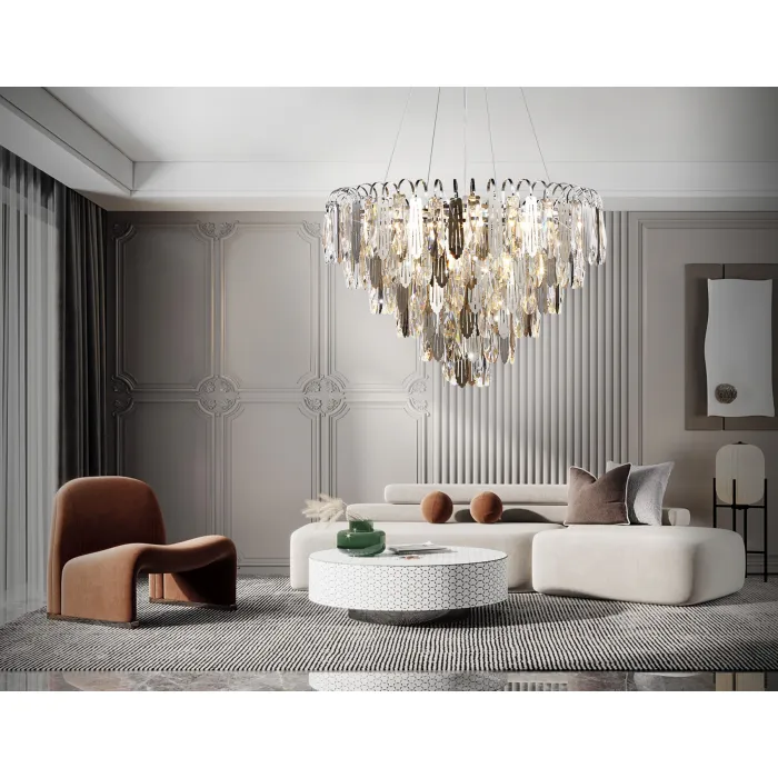 Подвесная люстра с хрусталем TR5257/11 CH/CL хром/прозрачный E27*11 max 40W D600*400 от NovaLamp