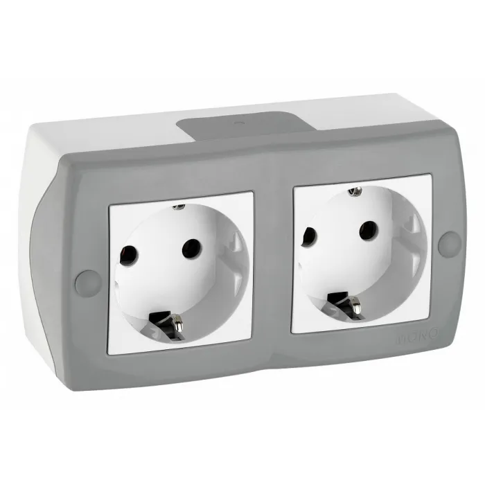 Блок с розетками с заземлением и крышкой Mono Electric Octans IP20 104-020007-120 от ImperiumLoft