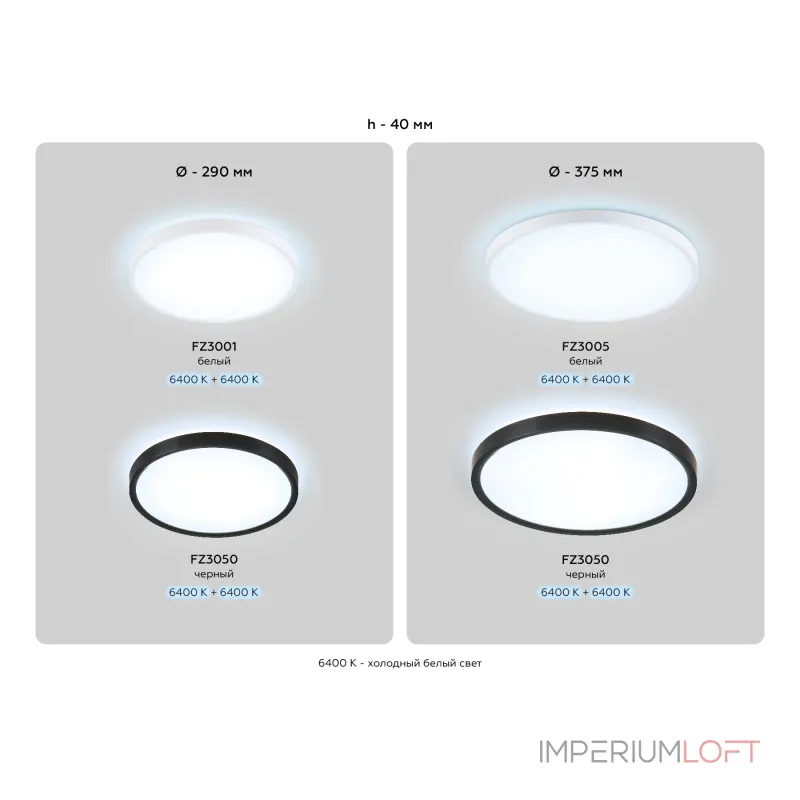 Потолочный светодиодный светильник FZ3005 WH белый IP44 33W+10W 6400+6400К D375*40 (Без ПДУ) от NovaLamp