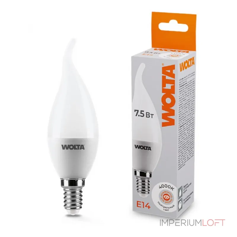 Лампа светодиодная Wolta E14 7.5Вт 4000K 25SCD7.5E14 Лампа светодиодная Wolta E14 7.5Вт 4000K 25SCD7.5E14
