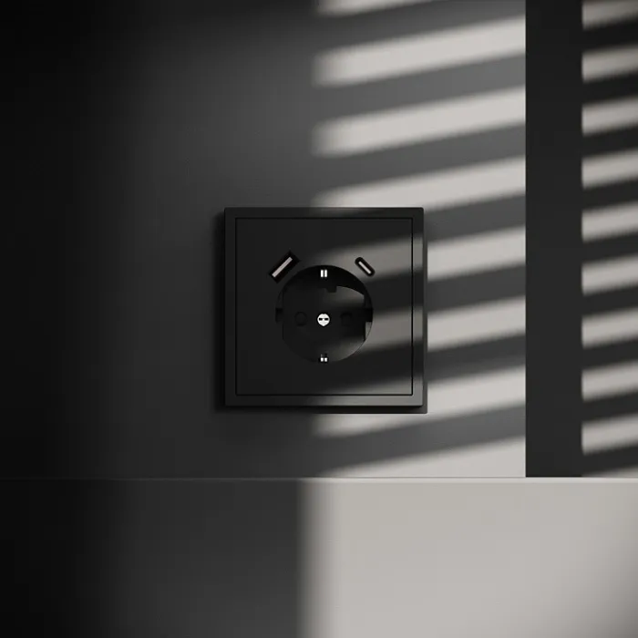 Розетка с заземлением и со шторкой и 2хUSB type A и C без рамки Voltum S70 VLS040508 от ImperiumLoft