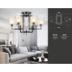 Потолочная люстра TR4422/6 DCH/CL/FR черный хром/прозрачный/белый матовый E27*6 max 40W D748*463 (лампы LED E27*6 10W 4200K в комплекте) от NovaLamp