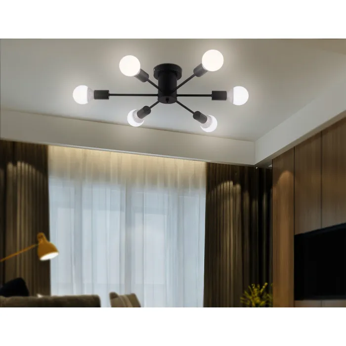 Потолочный светильник в стиле лофт TR80402/6 BK черный E27/6 max 60W D780*150 от NovaLamp