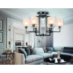 Потолочная люстра TR4422/6 DCH/CL/FR черный хром/прозрачный/белый матовый E27*6 max 40W D748*463 (лампы LED E27*6 10W 4200K в комплекте) от NovaLamp