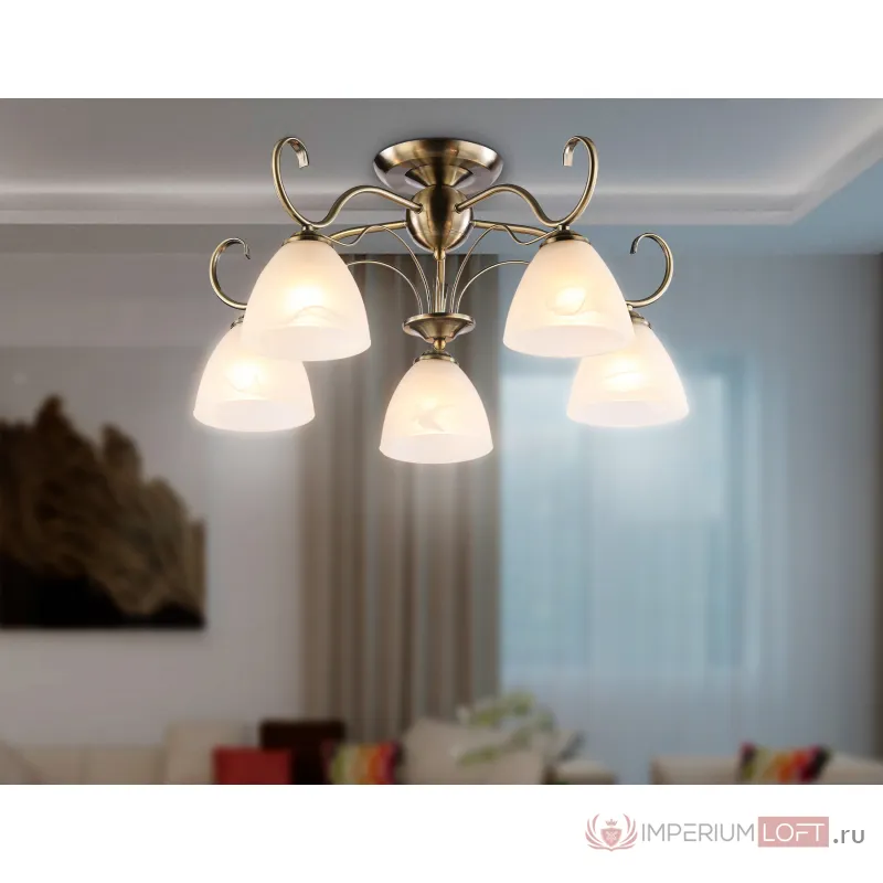 Потолочная люстра TR3046/5 SB/FR бронза/белый матовый E27/5 max 40W D595*285 от NovaLamp