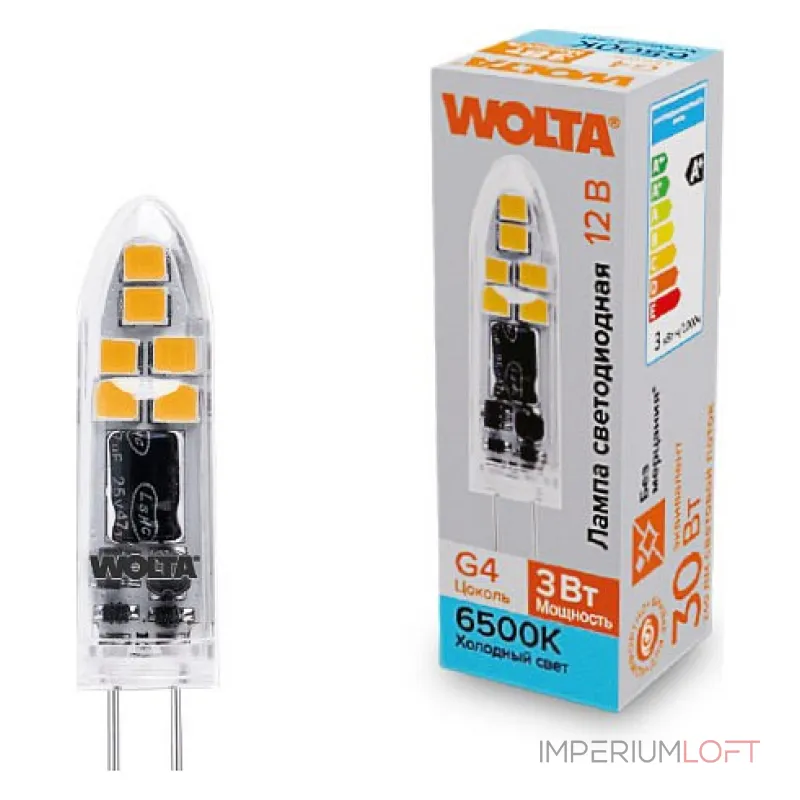 Лампа светодиодная Wolta G4 3Вт 6500K WSTD-JC-12V3W6KG4-P от ImperiumLoft Лампа светодиодная Wolta G4 3Вт 6500K WSTD-JC-12V3W6KG4-P от ImperiumLoft