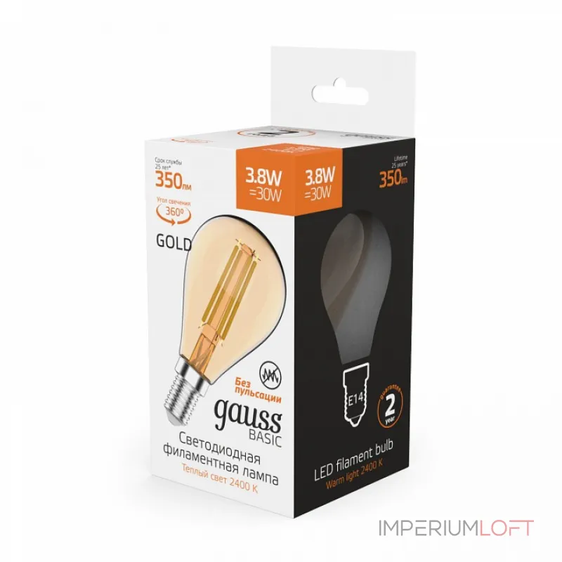 Лампа светодиодная Gauss E14 3.8Вт 2400K 1057154 от ImperiumLoft Лампа светодиодная Gauss E14 3.8Вт 2400K 1057154 от ImperiumLoft