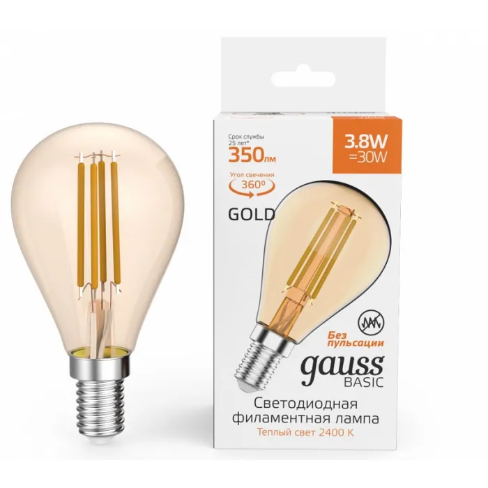 Лампа светодиодная Gauss E14 3.8Вт 2400K 1057154 от ImperiumLoft