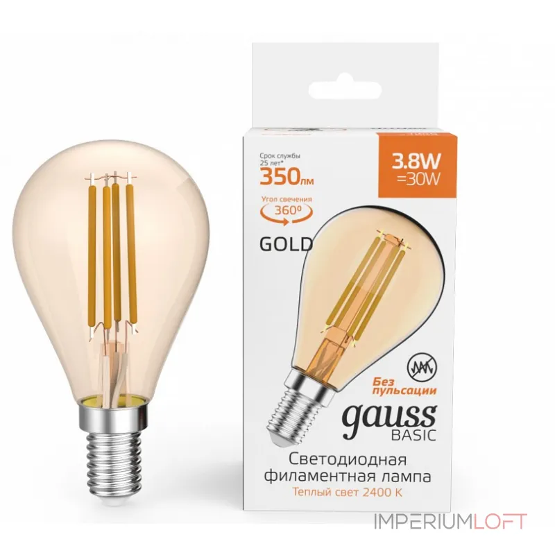 Лампа светодиодная Gauss E14 3.8Вт 2400K 1057154 от ImperiumLoft Лампа светодиодная Gauss E14 3.8Вт 2400K 1057154 от ImperiumLoft
