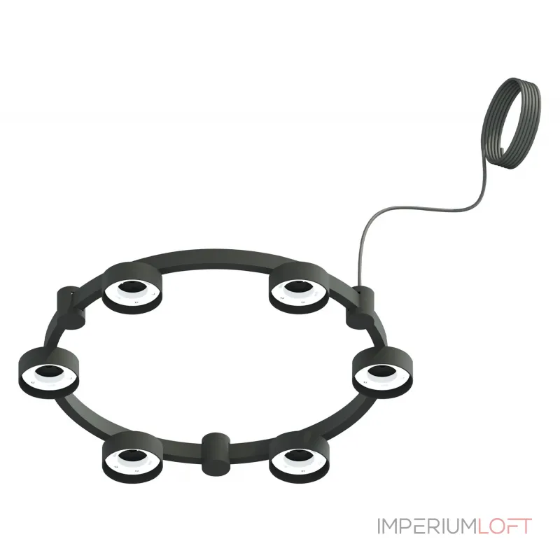Корпус светильника Techno Ring подвесной для насадок Ø85мм C9232/6 SBK черный песок D550*70.5mm GX53/6 от NovaLamp
