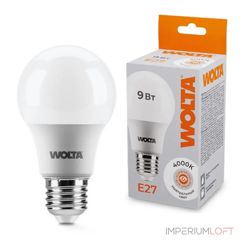 Лампа светодиодная Wolta E27 9Вт 4000K 25S60BL9E27 от ImperiumLoft