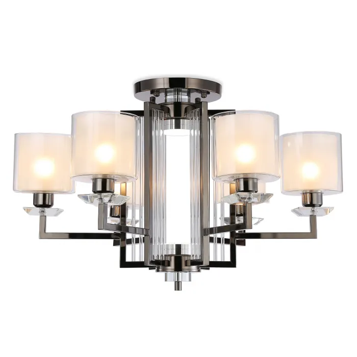 Потолочная люстра TR4422/6 DCH/CL/FR черный хром/прозрачный/белый матовый E27*6 max 40W D748*463 (лампы LED E27*6 10W 4200K в комплекте) от NovaLamp