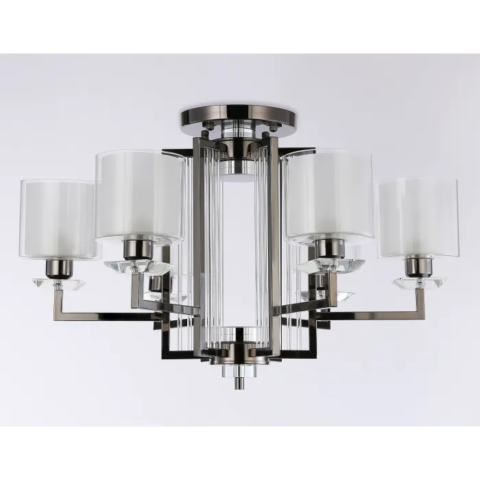 Потолочная люстра TR4422/6 DCH/CL/FR черный хром/прозрачный/белый матовый E27*6 max 40W D748*463 (лампы LED E27*6 10W 4200K в комплекте) от NovaLamp