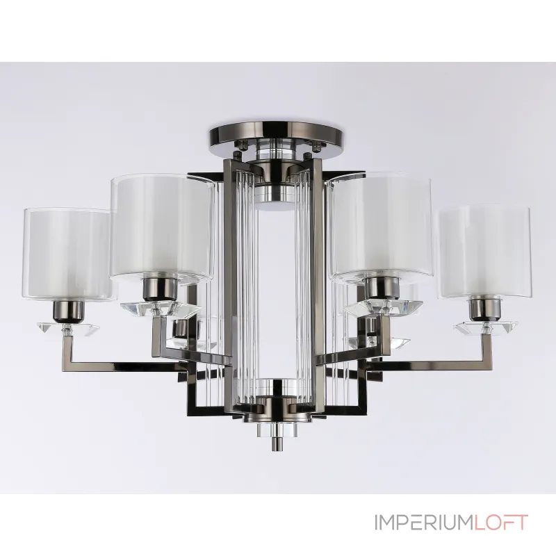 Потолочная люстра TR4422/6 DCH/CL/FR черный хром/прозрачный/белый матовый E27*6 max 40W D748*463 (лампы LED E27*6 10W 4200K в комплекте) от NovaLamp