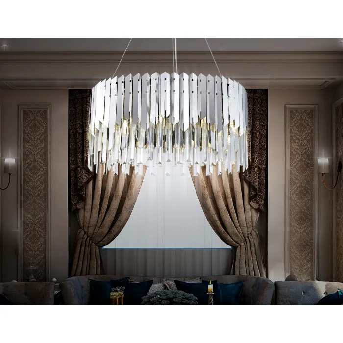 Подвесная люстра с хрусталем TR5285/6 CH/CL хром/прозрачный E14/6 max 40W D600*1100 от NovaLamp